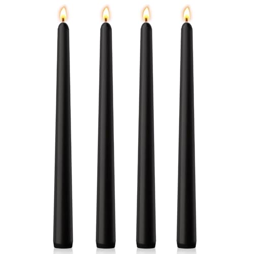 10 Black Candles Black Tapered Candles Set of 4 Halloween Candle Unscented Non-Drip Dinner Candle for Weddings Christmas Birthday Party Decoration