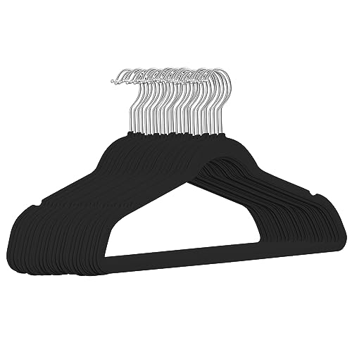 TIMMY Premium Velvet Hangers - Space-Saving Non-Slip Heavy-Duty Black Hangers for Coats, Suits and Sweaters-Closet Organizer-Pack of 50 by TIMMY - Used condition - US$17.33