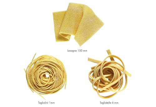 Küchenprofi Nudelmaschine manuell VITALE | für 7 Teigstärken | aus rostfreiem Edelstahl | Lasagneplatten, Tagliatelle und mehr | inkl. Pastaschneider, 3 Aufsätze | Motor separat erhältlich
