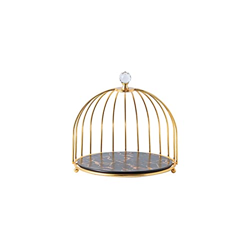 Présentoir à Gâteau Cage d'Oiseau en Céramique Blanche et Métal Doré pour Dessert