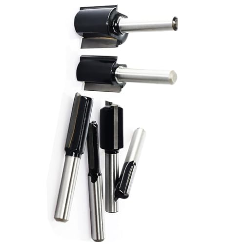 Ekoama 合金フライスカッター6点セット 木工用 ダブルエッジデザイン 複数サイズ 合金鋼ルータービット