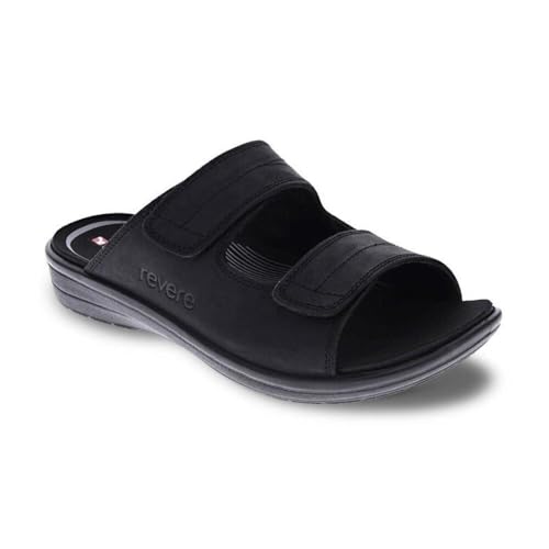 Revere Durban Men's Leather Sandals - Adjustable Two-Strap Design with Removable Comfort Footbed with Arch Support that allows Custom Orthotics3
