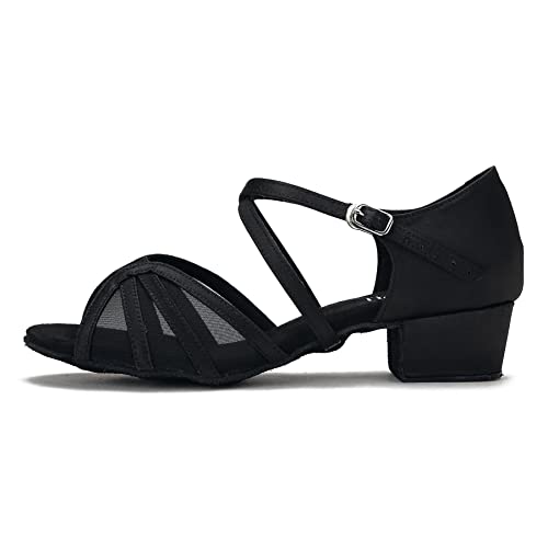 Cleecli Low Heel Ballroom Dance Shoes Women Latin Salsa Practice Dancing Shoes 1.5 Inch Heel Zb14(7,Black) #TOP1