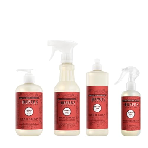 Mrs. MEYERS Clean Day Tomato Vine Scent Variety Pack Liquid Hand Soap 12.5 OZ Liquid Dish Soap 16 OZ Multi-Surface Cleaner 16 OZ Room Freshener 8 OZ 1 CT