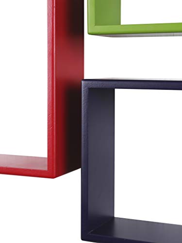 Image of Home Sparkle Wooden Cube Wall Shelves Set of 3 Engineered Wood (Multicolour)