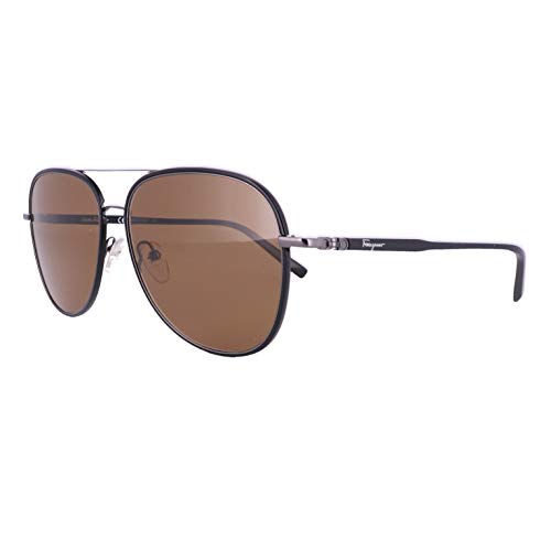 Salvatore Ferragamo SF181SM Black/Solid Brown One Size Salvatore Ferragamo SF181SM Black/Solid Brown One Size