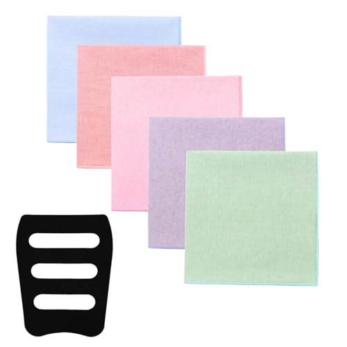 Mantieqingway Mens Handkerchiefs, 5 Pcs Cotton Handkerchiefs for Men with Pocket Squares Holder for Wedding Business Concert (Mix-02)