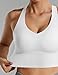 Wingslove Longline Sports Bra for Women Wireless Workout Crop Tank Top Built-in Cups Seamless Cross Back Bras (White,M)