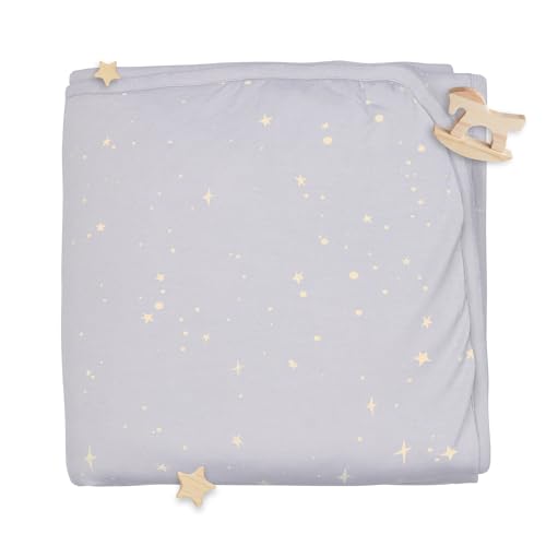 Image of 1.0 TOG Soft Baby Quilted Blanket - Lightweight and Breathable, Ideal for Newborns and Toddlers, 30 inch x 40 inch, Machine Washable, Fog with Stars