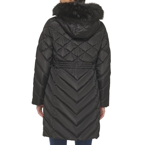 Tommy Hilfiger Faux Fur Trimmed Long Puffer Black LG (US 12-14)3