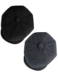 Senker Fashion Newsboy Cap for Men, 8 Panel Wool Blend Ivy Newsies Cabbie Hat Winter Flat Beret for Old Man Cabbie Driving Black Dark Grey