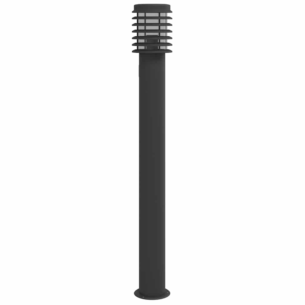 vidaXL Lampy ogrodowe na słupku, z gniazdkiem, 3 szt., czarne, 110 cm, stojąca lampa ogrodowa, oświetlenie ogrodowe, oświetlenie tarasowe