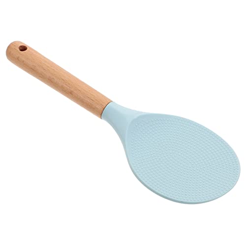 VINTORKY Rice Spoon Rice Scoop Heat Resistant Rice Paddle Table Serving Spoon Non-stick Kitchen Spoon Japanese Soup Spoons Rice Spatula Food Spoon Wood Handle Scoop Non-stick Scoop Pp Blue