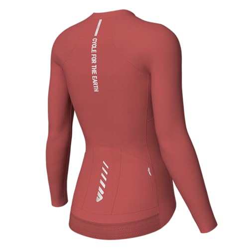 Wulibike Radtrikot Damen Langarm,Fahrradtrikot Atmungsaktiv Rennrad Trikot Hochelastisch Fahrrad Kleidung 4 Taschen Rot M