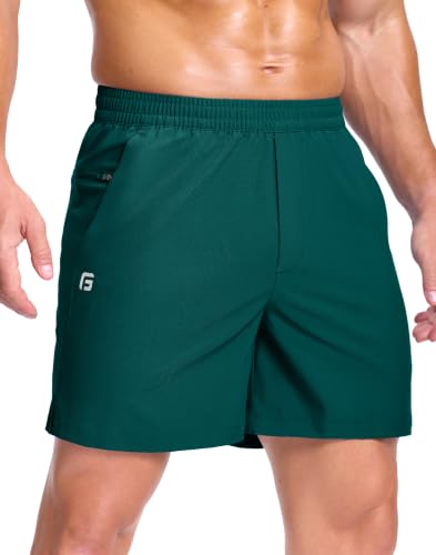 Image of GGJ Men's Lightweight Athletic Shorts with 2 Zipper Pockets 7 inch /9 inch /5 inch Gym Workout Running Quick Dry Tennis Shorts for Men