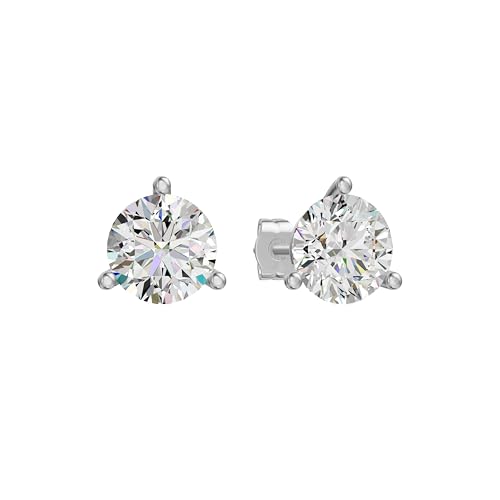 Crafted Carats 4.00 CTW Martini Set Round Diamond Stud Earrings in Rhodium Plated Sterling Silver with Lab Created Diamonds