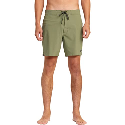 Rvca Men's Fixed Waist 17" Swim Trunk - Anderson (Olive, 34) #TOP2