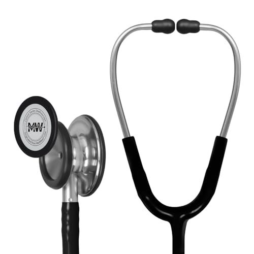 Image of MaiWieel-Classic Monitoring Stethoscope Professional Dual Head Black Stethoscopes For Nurse,Doctor,Vet,Home Medical,EMT,Double-Sided Stainless Chestpiece,Flexible Tubing & Soft Sealing Eartips(Black)