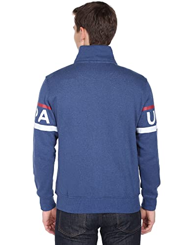 Image of U.S. Polo Assn. Men Navy High Neck Heathered Sweatshirt
