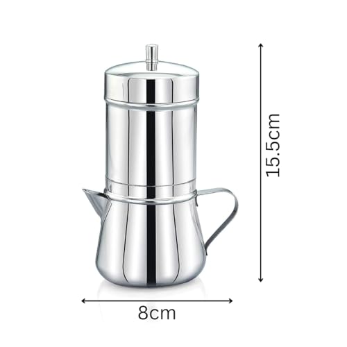 Image of 304 Stainless Steel South Indian Filter Coffee Maker 175ml with Handle | Traditional Drip Coffee Brewer | Authentic Madras Kaapi /Kappi Coffee Decoction Pot | Mocha Coffee Maker