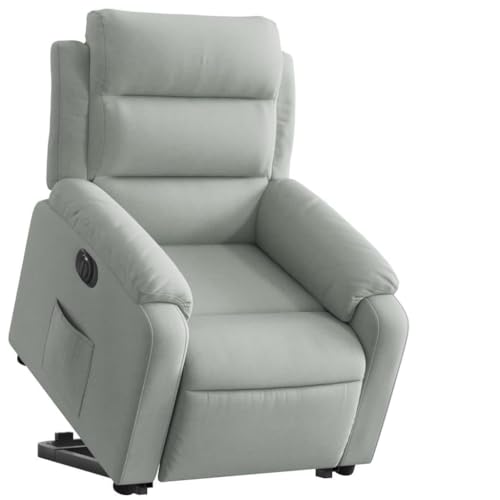 Wenjingqi Sillón eléctrico reclinable elevable de Terciopelo Gris Claro, Gris 3205114