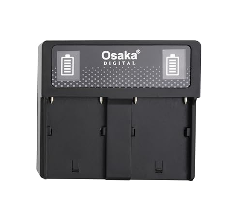 Image of Osaka Dual Charger | Dual Slot Fast Battery Charger for Sony NP-F Series (F550 /F750 /F970) | LED Indicator Smart Charging Dock | Portable Compact Camera Battery Charger with Overcharge Protection