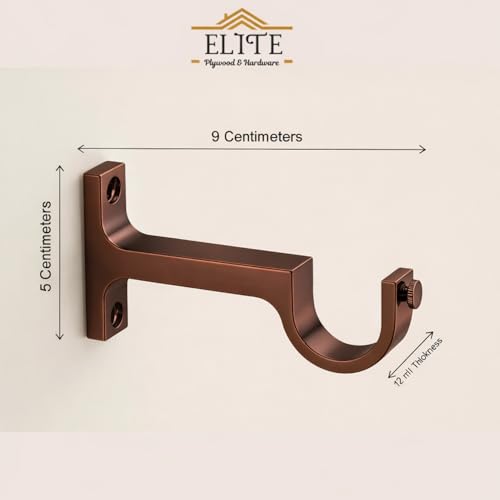 Image of Elite Aluminum Curtain Rod Brackets - Heavy-Duty Wall Mount Clamps for Curtain Rod Support for Door and Window Curtain Rods with Screw and Wall Plug - Pack of 2PCS (Rose Gold)