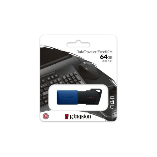 DataTraveler Exodia M PenDrive USB 3.2 Gen 1 DTXM/64GB - con cappuccio removibile (Nero + Blu) - Chiavetta USB - Immagine 1