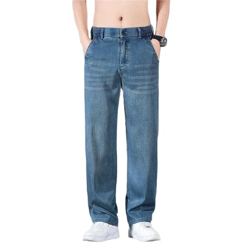 Men's Spring Fall Jeans – Business Thin Straight Denim Pants, Stretch Comfortable Loose