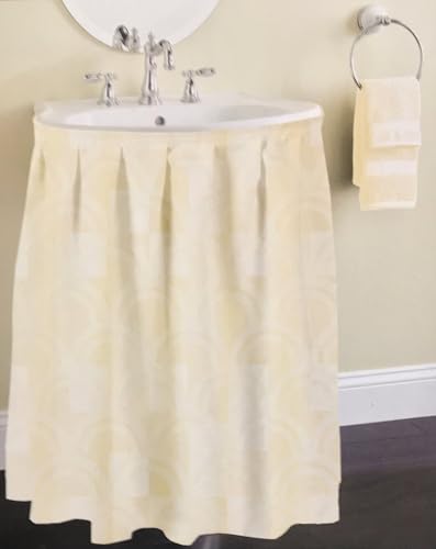 Better Home Premium Vinyl Sink Skirt Bath Vanity Cover Waterproof Luxurious Semi Circle Design (Beige)