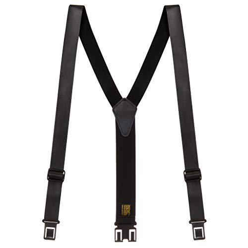 Perry Suspenders Men s Leather Dress Hook End Suspenders, Black