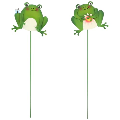GANAZONO 2pcs Out Door Decor Dragonfly Decor Frogs Lawn Stakes Garden Frogs Decoration Garden Stakes with Sticks Frogs Garden Stake Patio Stake Frogs Stake Yard Frogs Outdoor Iron Metal
