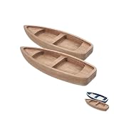Angoily Canoe Model, 2Pcs Unfinished Wooden Row Boat, Fishing Sailboat-Serving Tray, Nautical Keepsake Woodcraft Sculpture for Home Office DIY Project Painting Art Nautical Decor Desk Shelf