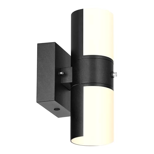 Image of SYLVANIIA Wall Mount Sconce LED Light, 11.5W, 5 CCT Select (2700K /3000K /3500K /4000K /5000K) with Built-in Sensor, Wet Rated, Black - 1 Pack (64007)