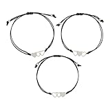 3 Pcs Friendship Bracelets Heart Stainless Steel...