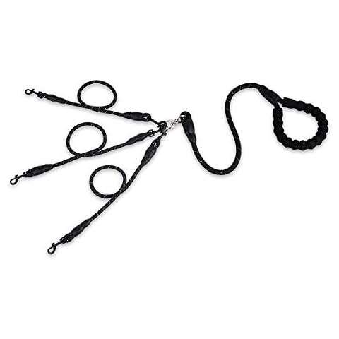Techson 3 in 1 Dog Leashes with Padded Handle Durable Detachable Long Nylon Rope Lead for Double Triple Multiple Pet Puppy Cover