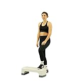 Fjoerdesports Fitness Steppbrett höhenverstellbar mit 3 Stufen (10/15/20 cm), 68 x 28 cm Stepper für Workouts & Aerobic, weiß/grau, Trainingsbrett für zu Hause, Step Brett, Stepbank, Aerobic Stepper