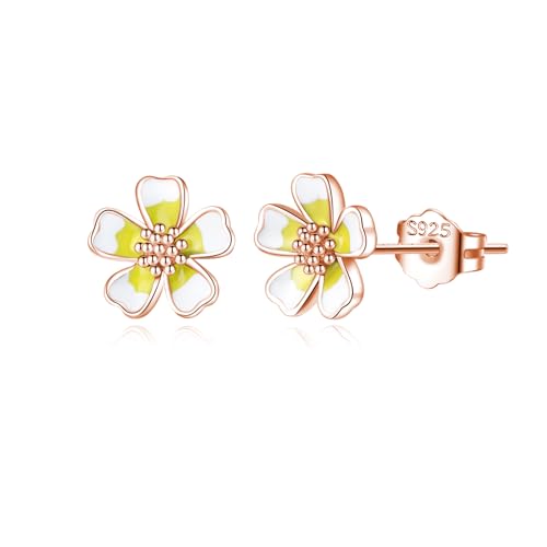 Boucles d'oreilles fleur de prunier en argent 925 massif pour femme chic