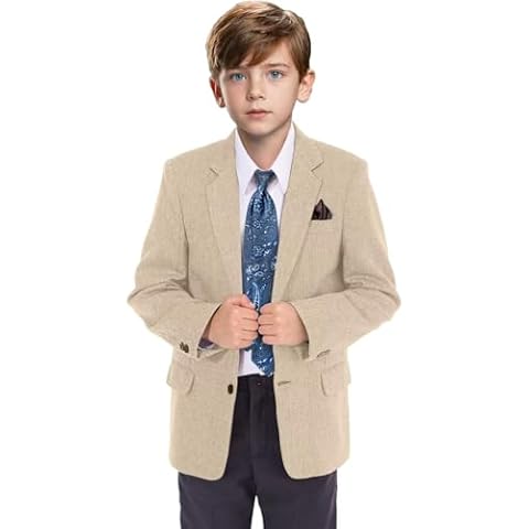 Boys Blazer, Kids Tweed Jacket, Champagne Boys Suit Slim Fit Blazer, Boy Herringbone Sport Coat, Retro Kids Blazers for Boys, Boys Tuxedo Blazer Size 6 Cover