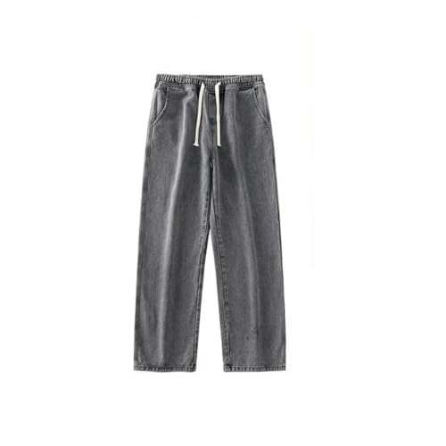Men's Y2K Drawstring Jeans Korean Style Loose Fit Straight Wide Leg Denim Pants Hip Hop Streetwear2