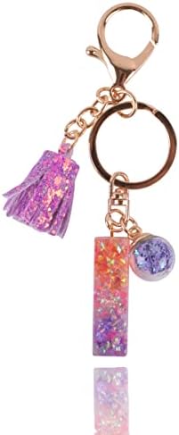 VINTAGE EMBROIDERY V.E. Initial Keychain Letter Alphabet Sweet Bag Charm Key Chain for Women Girl Birthday Gifts
