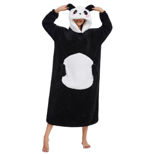 Blanket Hoodie Panda Wearable Blanket Long Pullover Unisex Adult Animal Oversized Sweatshirt with Sleeves Oversized Women Men