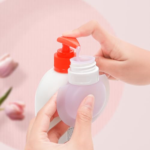 3pcs Portable Silicone Travel Bottle Set, Leak Proof Squeezable Tubes, 60ml Size Bottles Go Tubs Travel, Carry-On Approved Airline Security Kit, Refillable Liquid Containers for Shampoo, Conditioner3