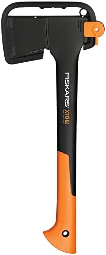Fiskars Universalaxt, Inklusive Klingen- und Transportschutz, Länge 44 cm, Antihaftbeschichtet, Hochwertige Stahl-Klinge/Glasfaserverstärkter Kunststoff-Stiel, Schwarz/Orange, X10-