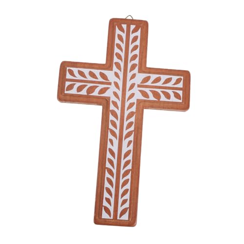 Cruz de pared de madera rústica LIFKICH con acabado refinado para decoración del hogar