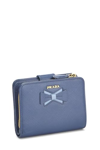 Pre-Loved Navy Saffiano Bow Compact Wallet, Blue2