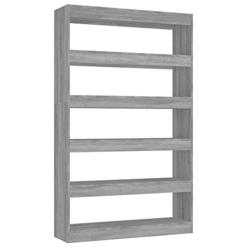 Librería de madera gris para separar el salón comedor sin perder luz natural 2