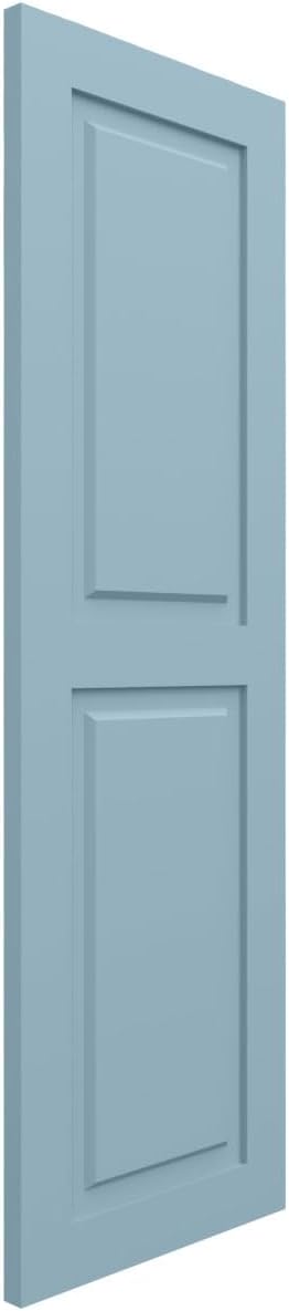 12"W x 29"H True Fit PVC Two Equal Raised Panel Shutters, Peaceful Blue (Per Pair - Hardware Not Included)