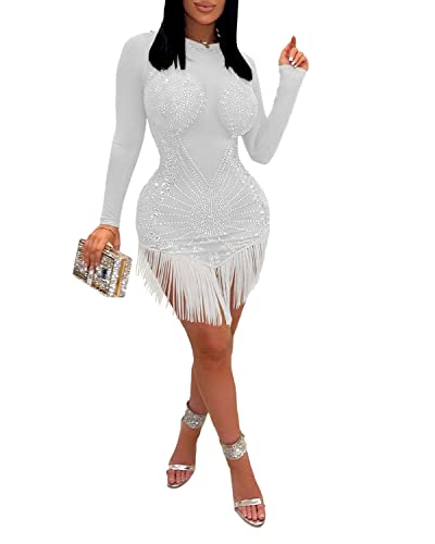 Ranfare White Rhinestone Dress Formal Dresses For Women Evening Party (White C Xl) #TOP11