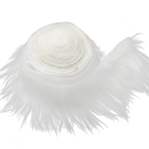 White Faux Fur Fabric 1.5m*5cm Shaggy Plush Fur Fabric Pre Cut Rolls for Gnomes Beard Santa Claus Hair Dwarf White Artificial Craft Fabrics for Christmas Pillows Seat Cushion Pad Chair Cover